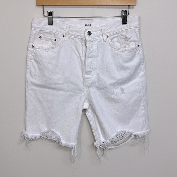 GRLFRND Marjan Distressed Bermuda Shorts White Size 28 - Picture 2 of 6